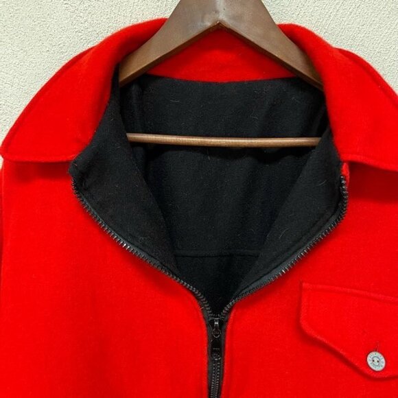 Vintage 90s Marlboro Classics Mens Jacket Coat Red Black Reversible Wool Sz L - Picture 5 of 11